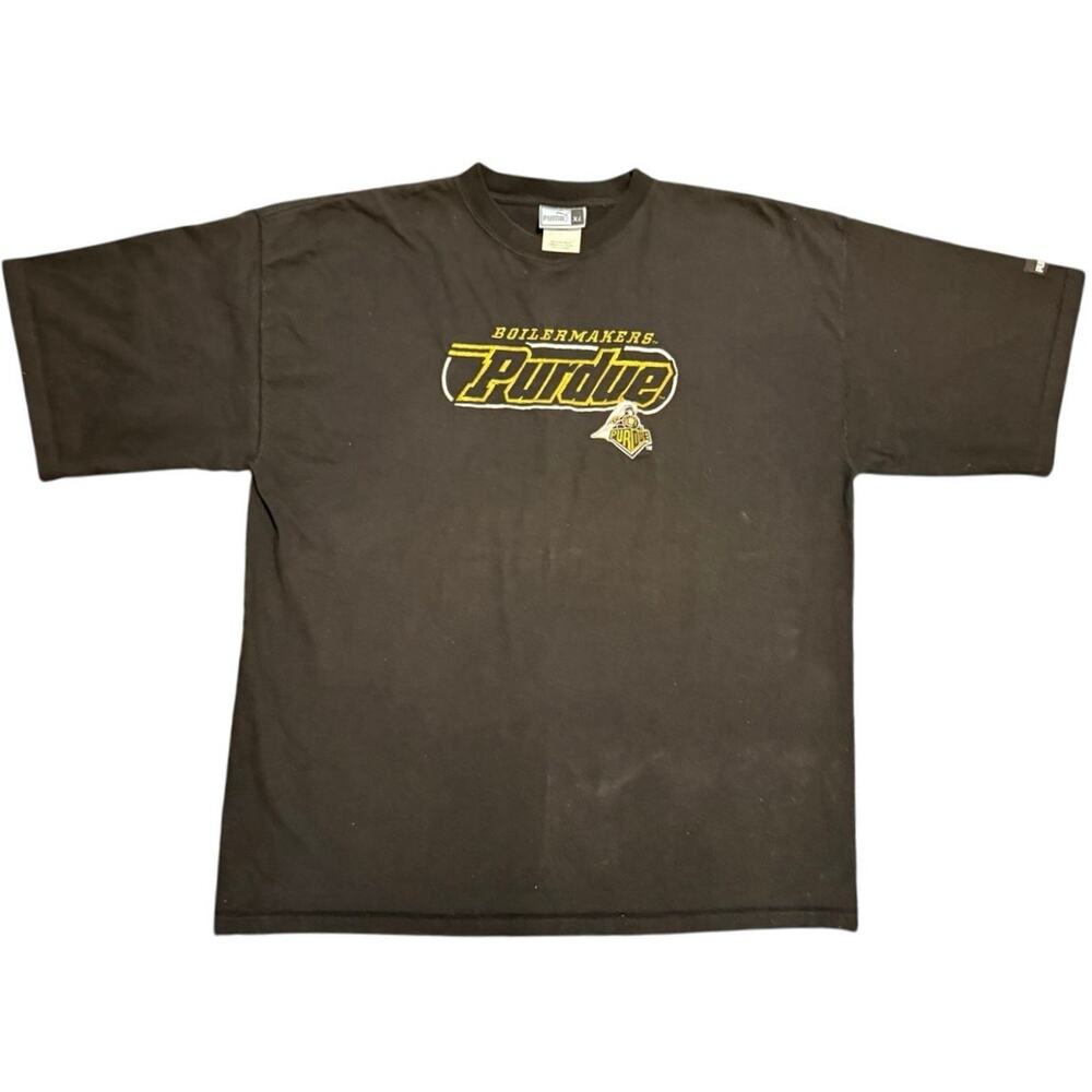 Vintage 90s Puma Purdue Boilermakers Embroidered T Shirt Made In Canada XL
